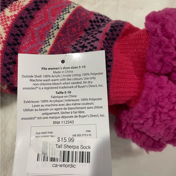 Pink and purple.  Snoozies cozy little Sherpa lined sock - Picture 2 of 5